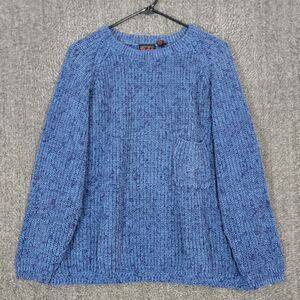 Vintage 80s Pasta Sweater Mens Large Blue Long Sleeve Ramie Cotton Crewneck